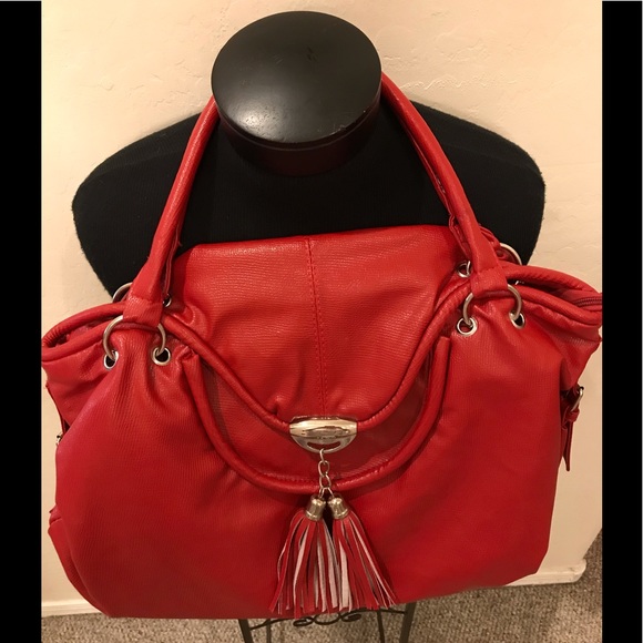 NEW RED TASSELS HOBO BAG - Picture 1 of 8